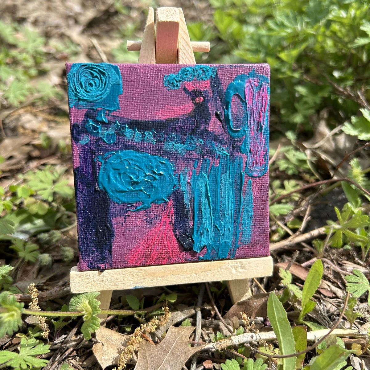 GOAT – Original 3x3 Mini Mixed Media Abstract with Easel