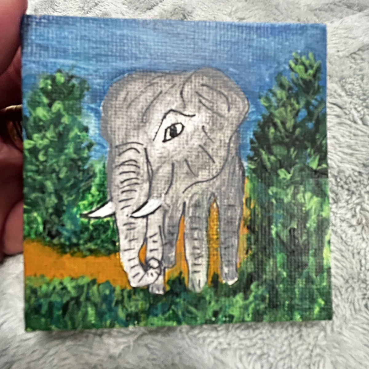 Baby elephant mini hand painted canvas perfect for gifting or keeping in your room