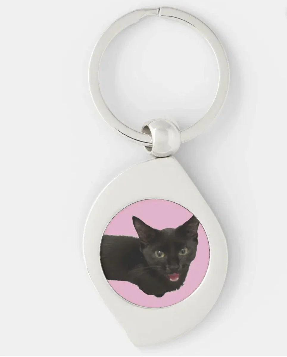 Black Cat keychain featuring Baby Zina, a perfect gift for cat lovers!