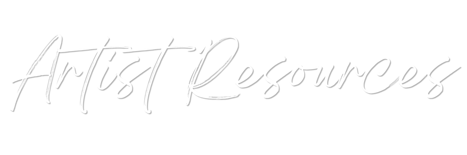 Artist Resources written in white cursive font on a black background.