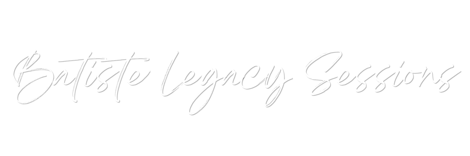 Text that reads 'Baptiste Legacy Sessions' in white cursive font on a black background.