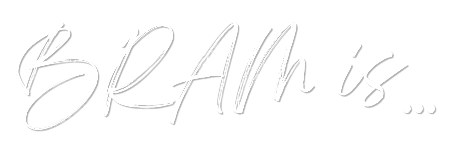 Text reading 'BRAND is...' in a handwritten white font on a black background.