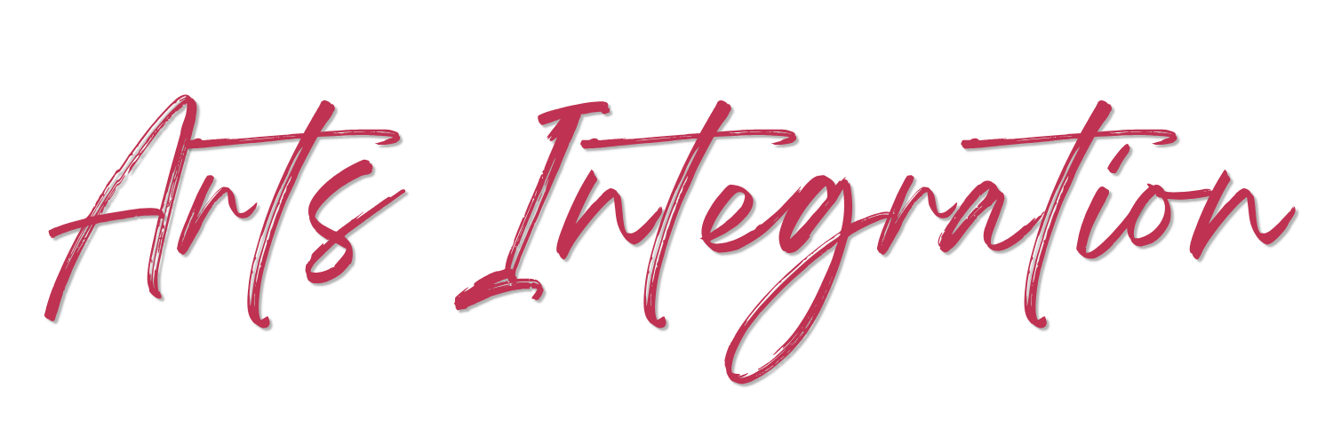 Handwritten style text saying 'Arts Integration' in dark pink color.