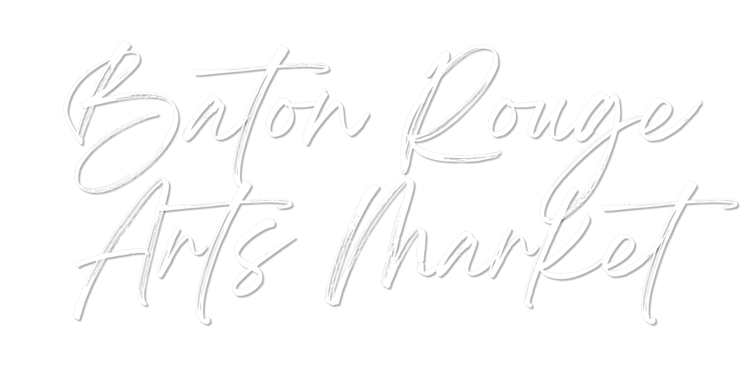Stylized white handwritten text on black background reading: "Baton Rouge Art District".