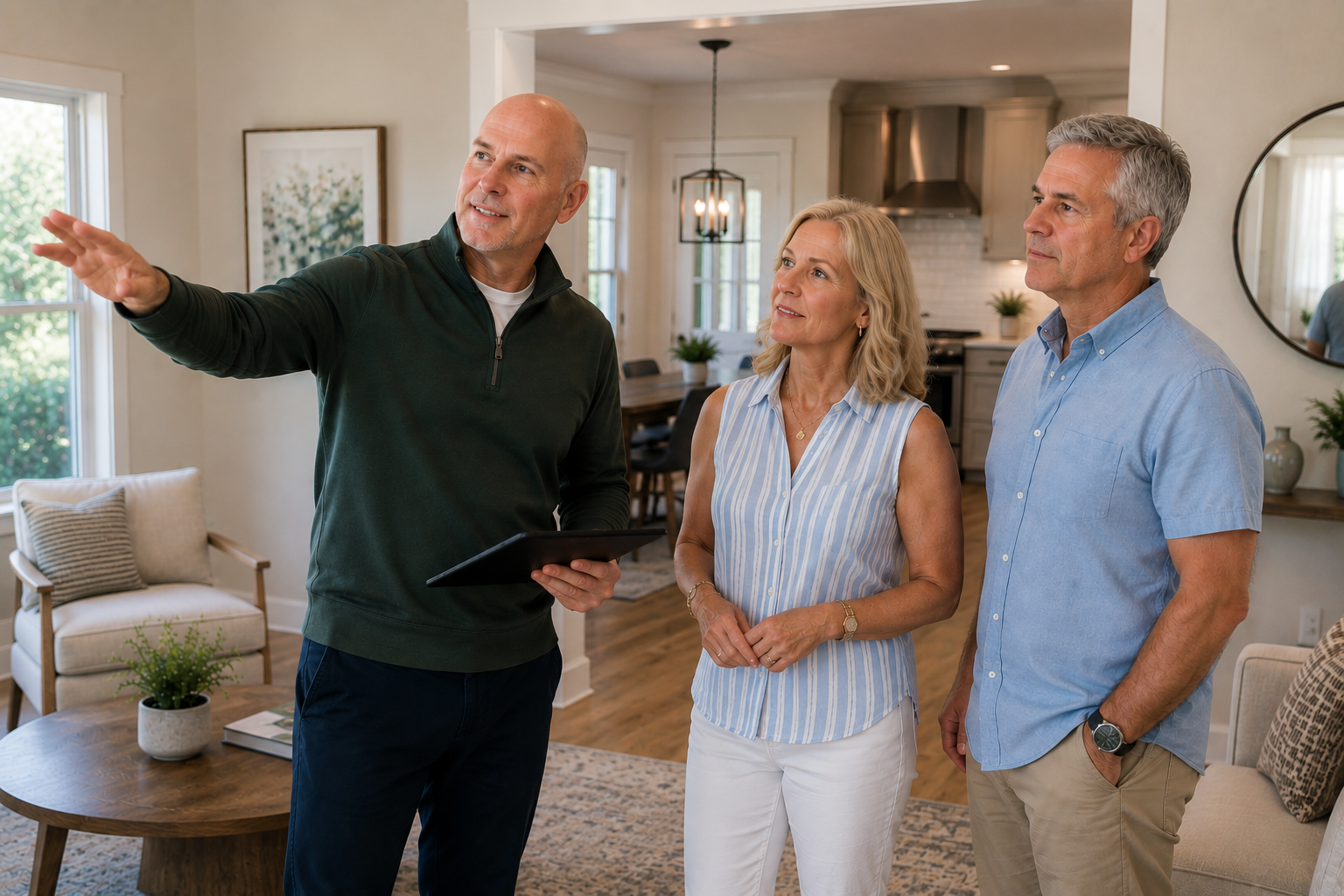 Kevin Maury showing a home to prospective buyers