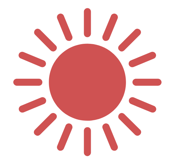Icona di un sole stilizzato con un cerchio centrale e linee che emanano intorno per rappresentare i raggi.