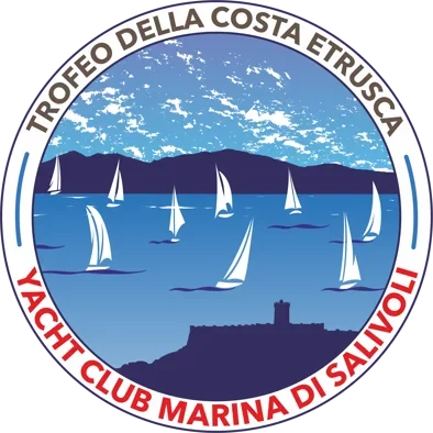 Logo del Trofeo Della Costa Etrusca, Yacht Club Marina di Salvoli, con vele e mare sullo sfondo