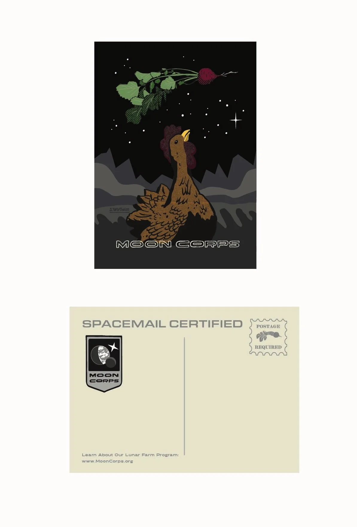 "Space Chicken" Art Postcard