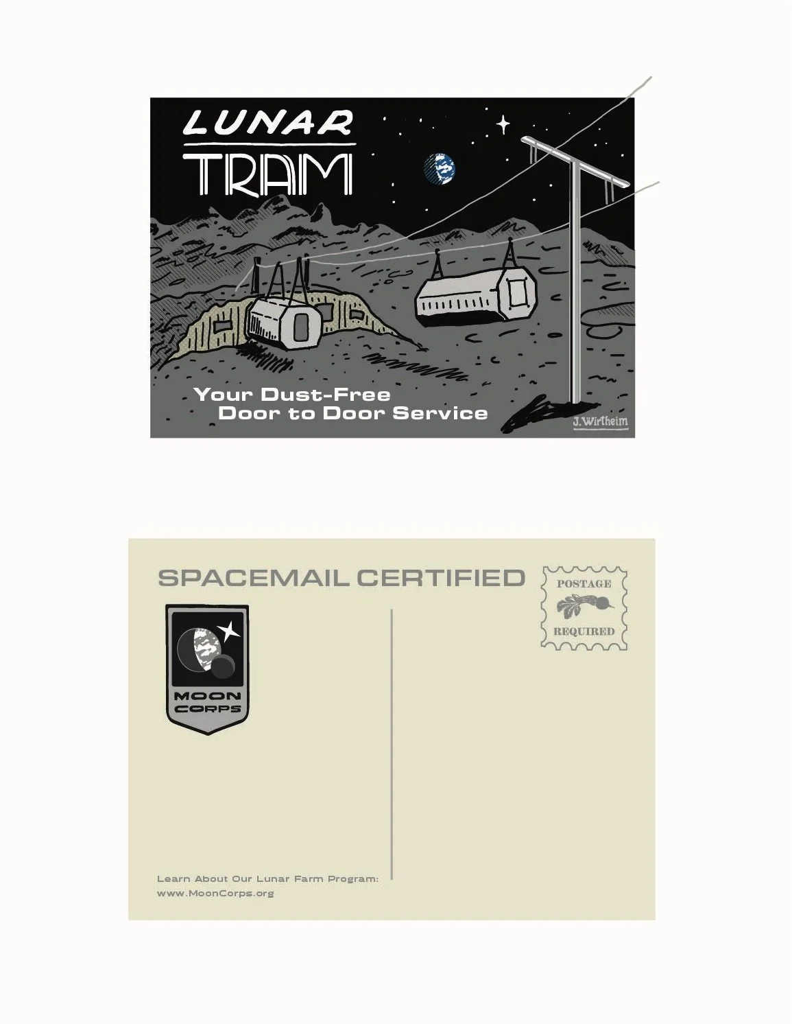 "Lunar Tram" Art Postcard