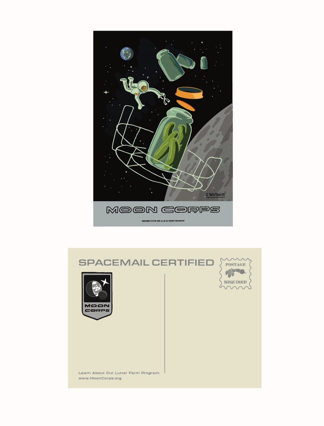 "Space Pickles" Art Postcard