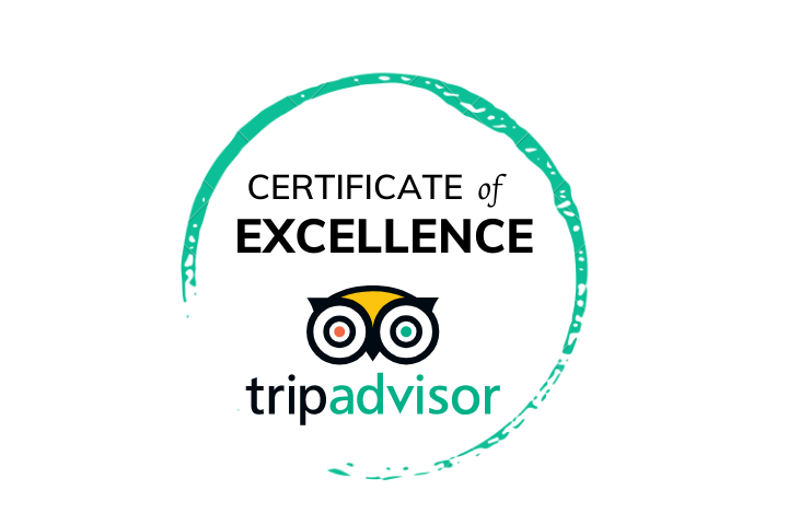 TripAdvisor certificate of excellence logo with owl icon and circular border for the best Restaraunt & Cafe in Penang