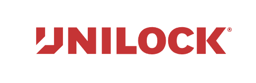 Unilock logo in red and white text.