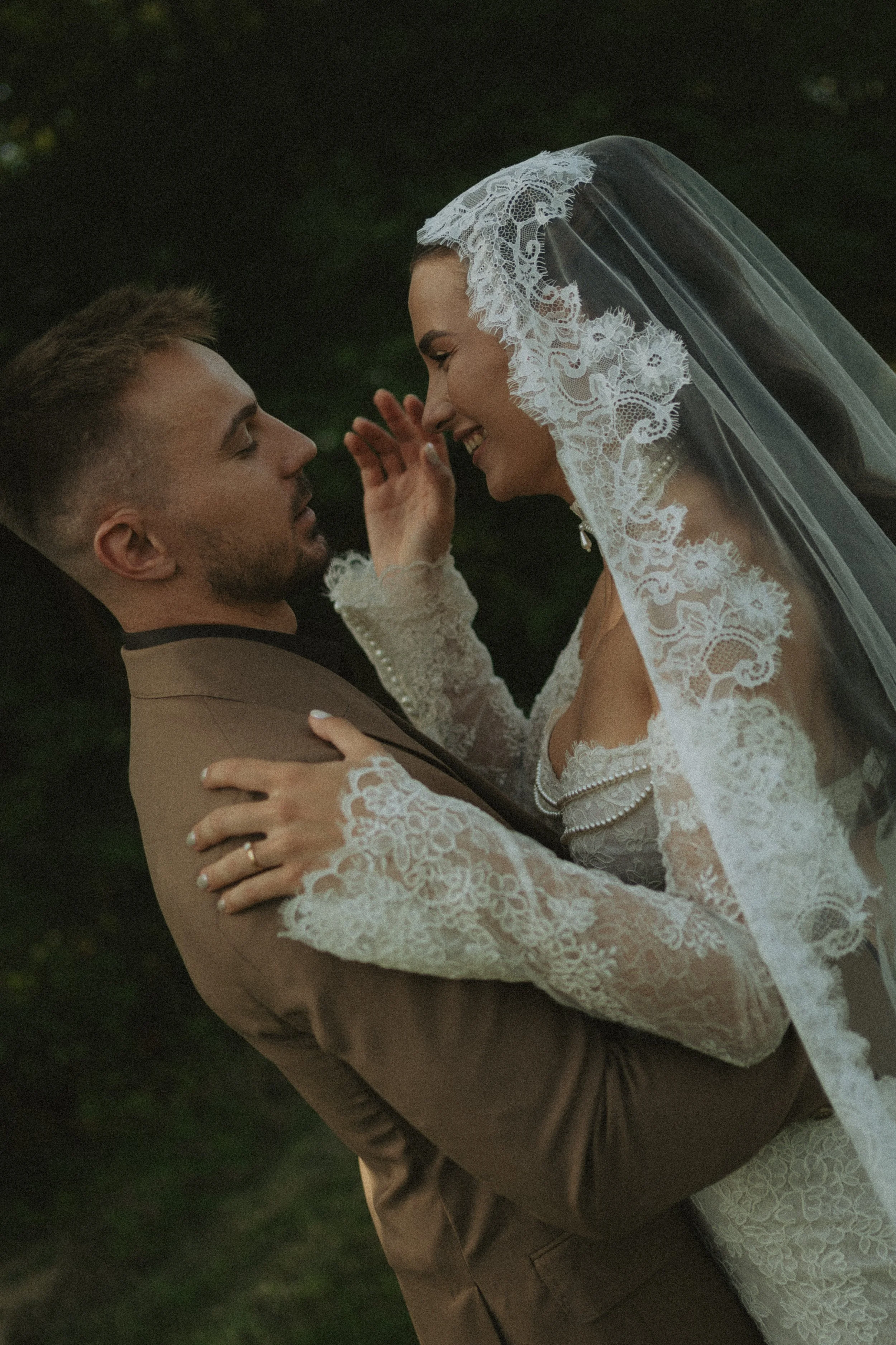 Candid wedding moment captured in natural light during an intimate ceremony