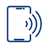 Icon of a mobile phone with sound waves indicating a notification or alert.