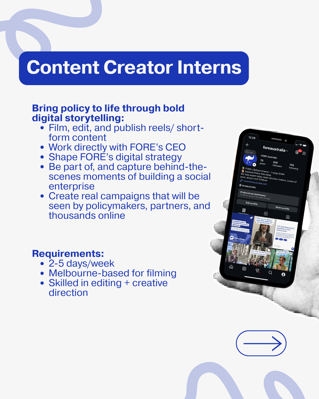 Recruitment LinkedIn and Instagram Post for FOREAustralia
