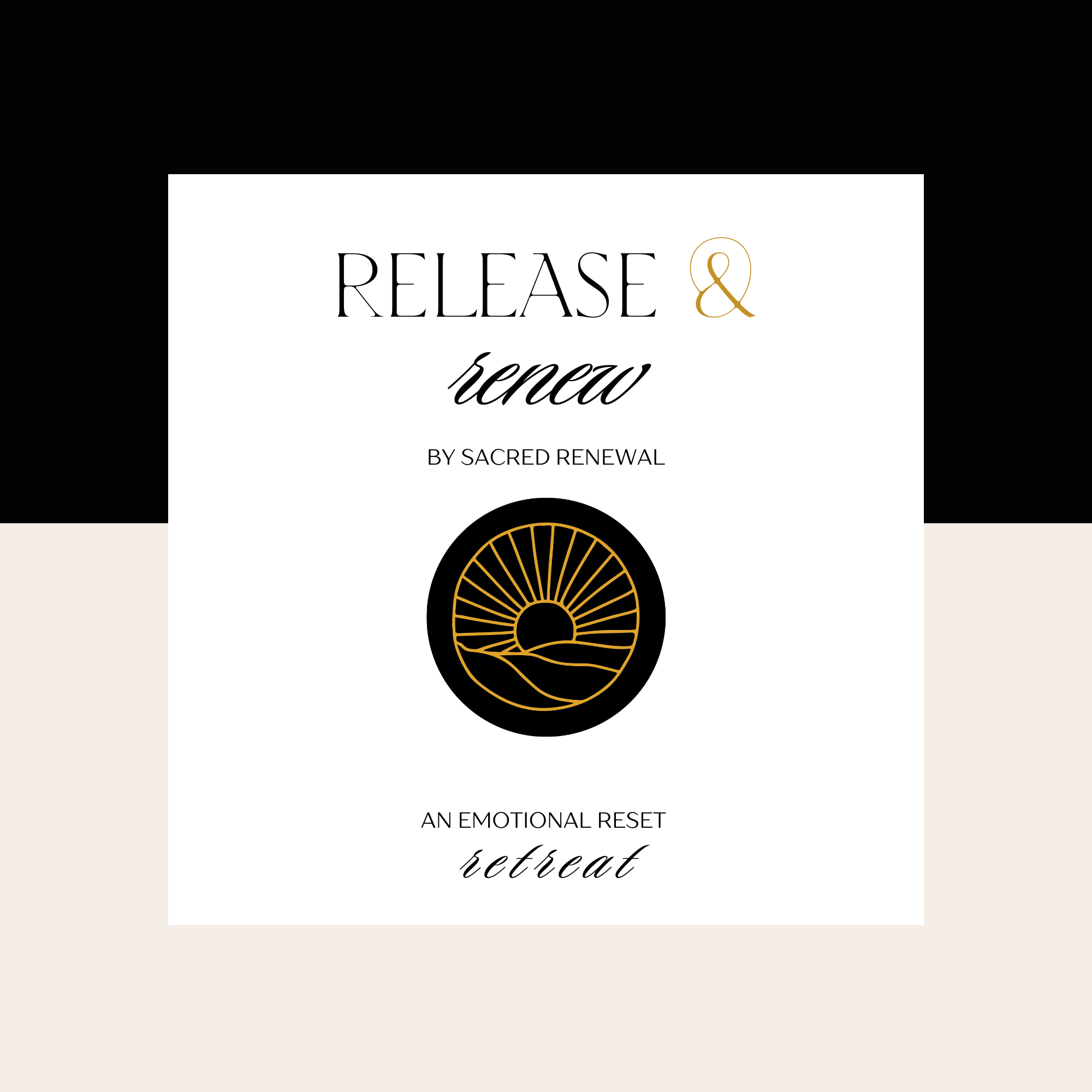 Book cover titled 'Release & Recast: An Emotional Reset' by Sacred Renewal with a black and white design and a gold circular emblem.