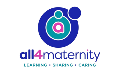 Logo with concentric circles and text 'all4mommy' and slogan 'Bringing Mommy Care'.