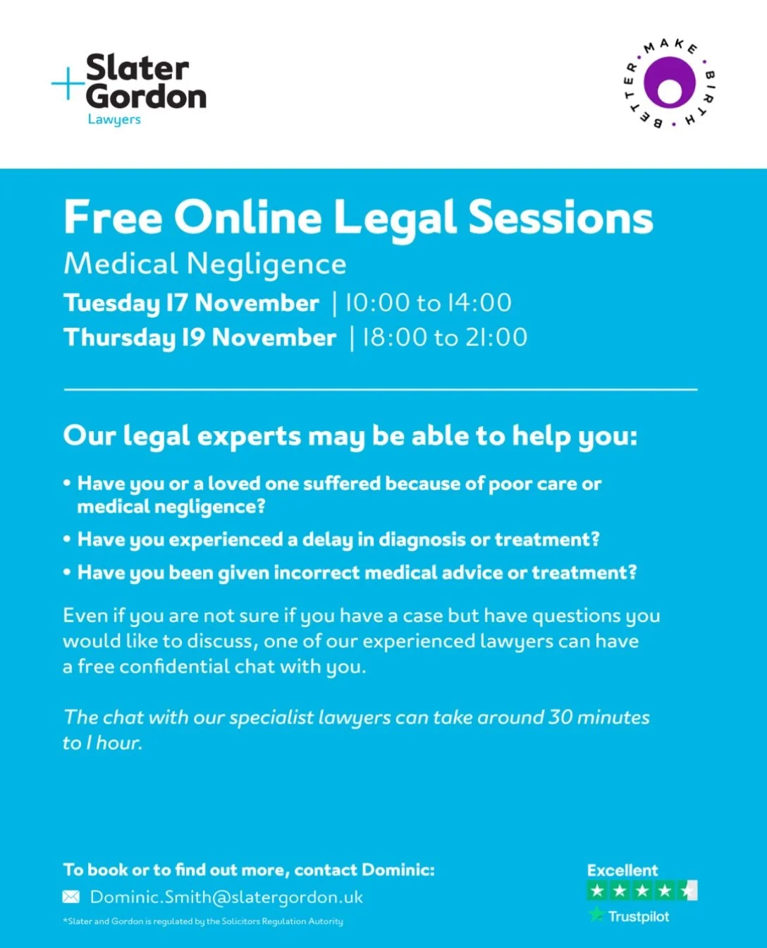 Have you or a loved one suffered because of poor care or medical negligence?
Have you experienced a delay in diagnosis or treatment?
Have you been given incorrect medical advice or treatment?

The legal experts from Slater and Gordon may be able to h
