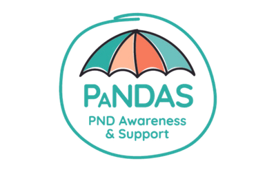 Pandas PND Awareness & Supporting logo with an umbrella symbol and teal text.