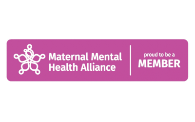 Purple banner with the logo of the Maternal Mental Health Alliance and text stating 'Proud to be a MEMBER'.