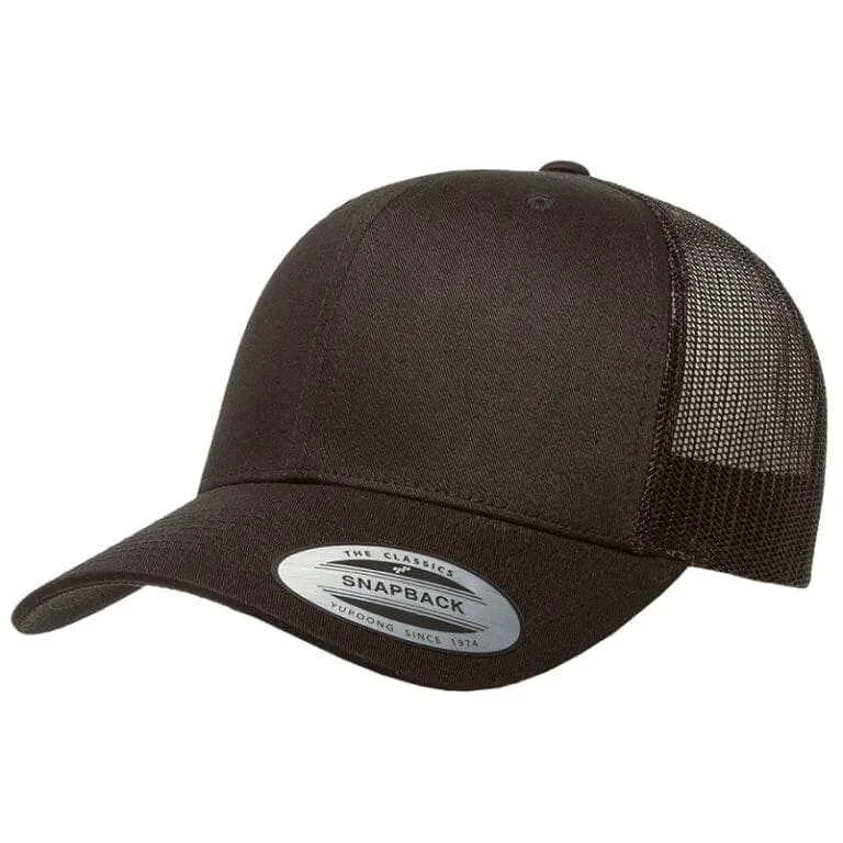 Customized Hat - Yupoong black/black mesh trucker style