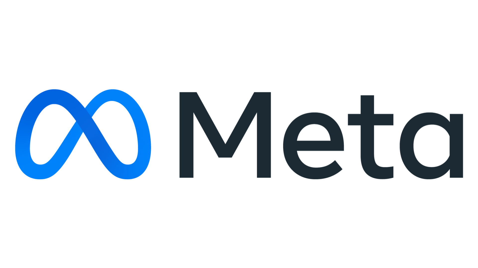Meta logo with blue infinity symbol and black text saying 'Meta'
