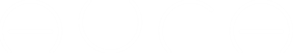 Close-up of three glowing C-shaped neon signs with a black background.