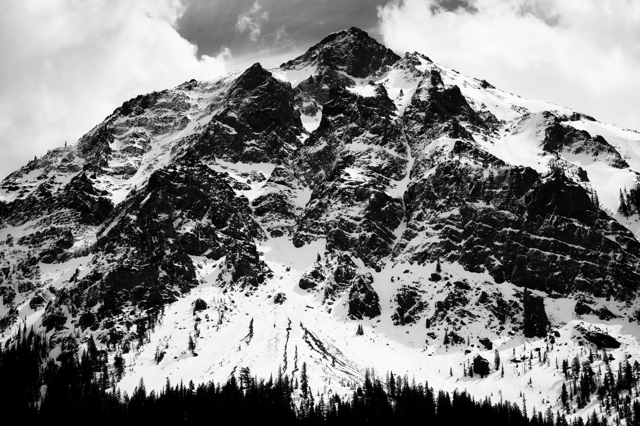 Old school B&W shot of the Beartooth mountains deep in the northeast section of Yellowstone National Park