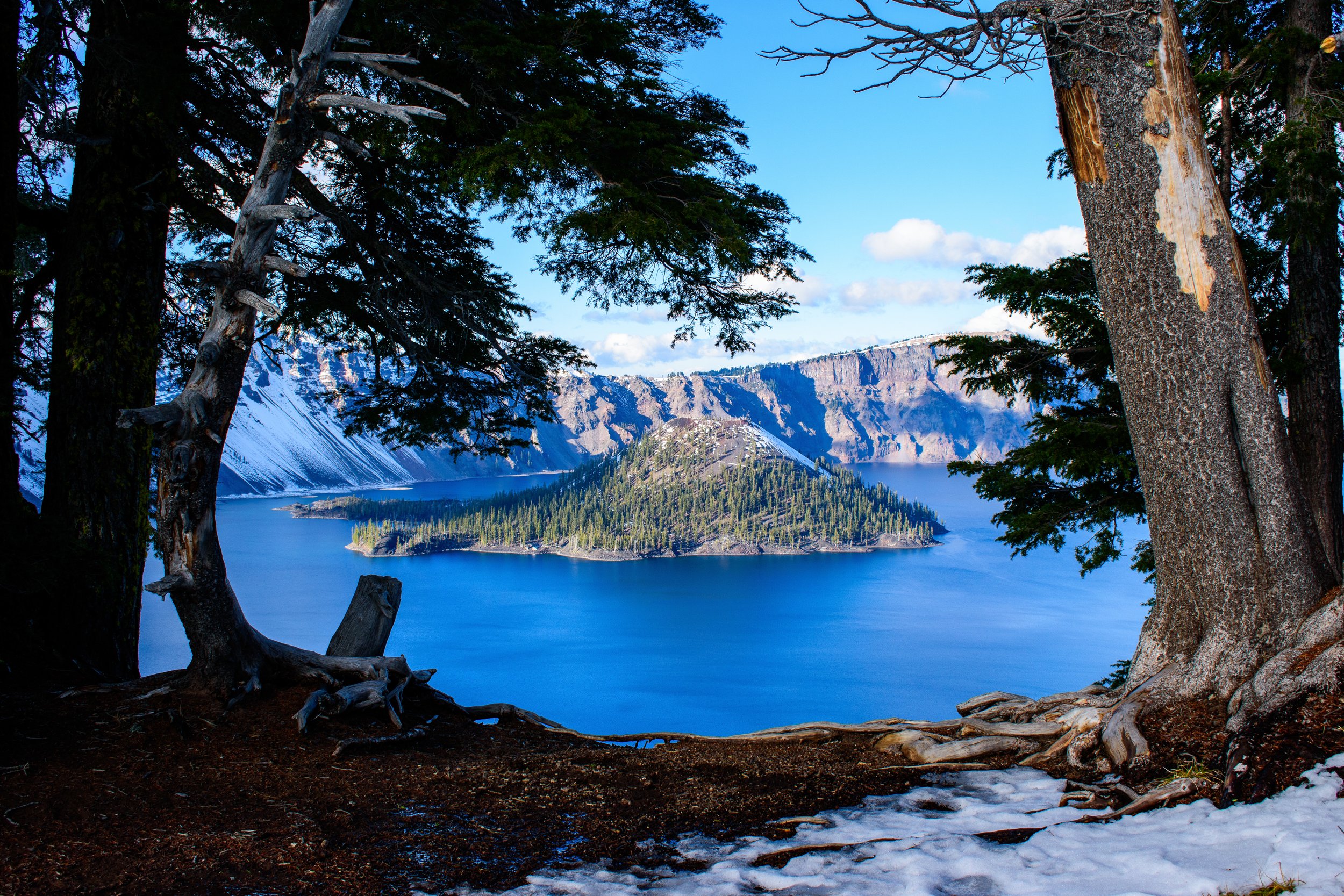 While the surrounding mountains collapsed, this stubborn land mass remained in the iconic Crater Lake in Oregon.