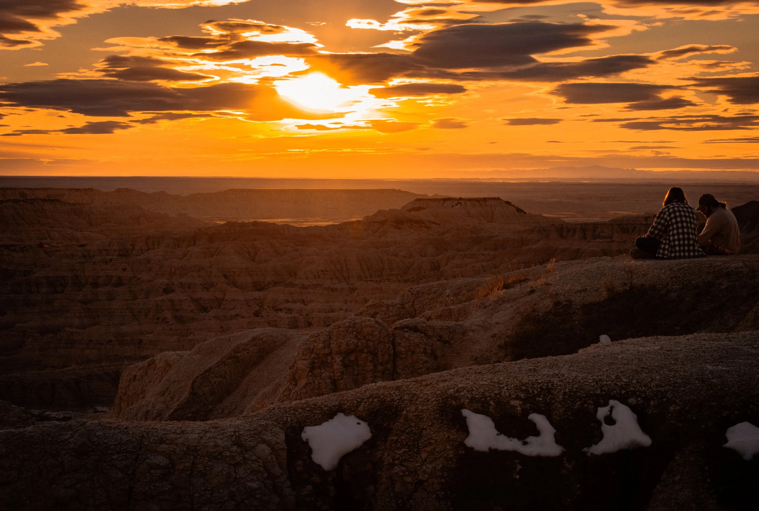Sunset over Badlands national park, South Dakota.