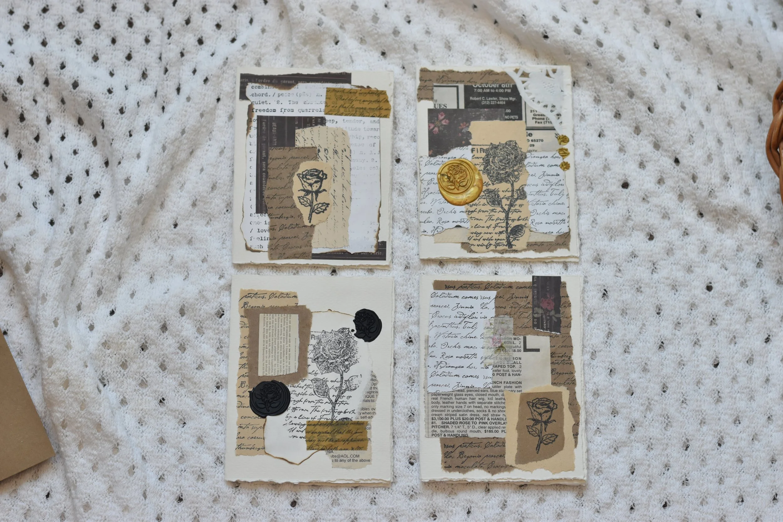 Lovers Rose handmade card (set of 4)