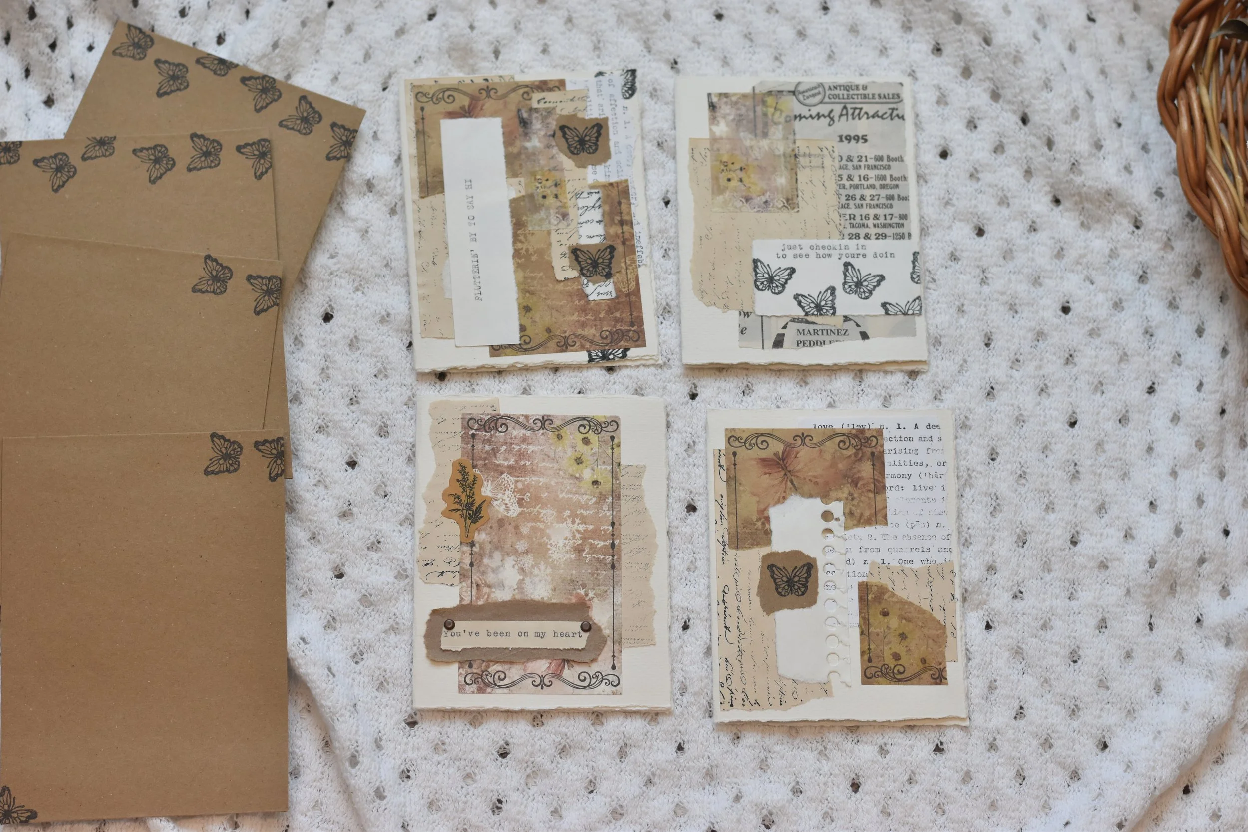 Thinking of you butterfly card set of 4 (yellow)