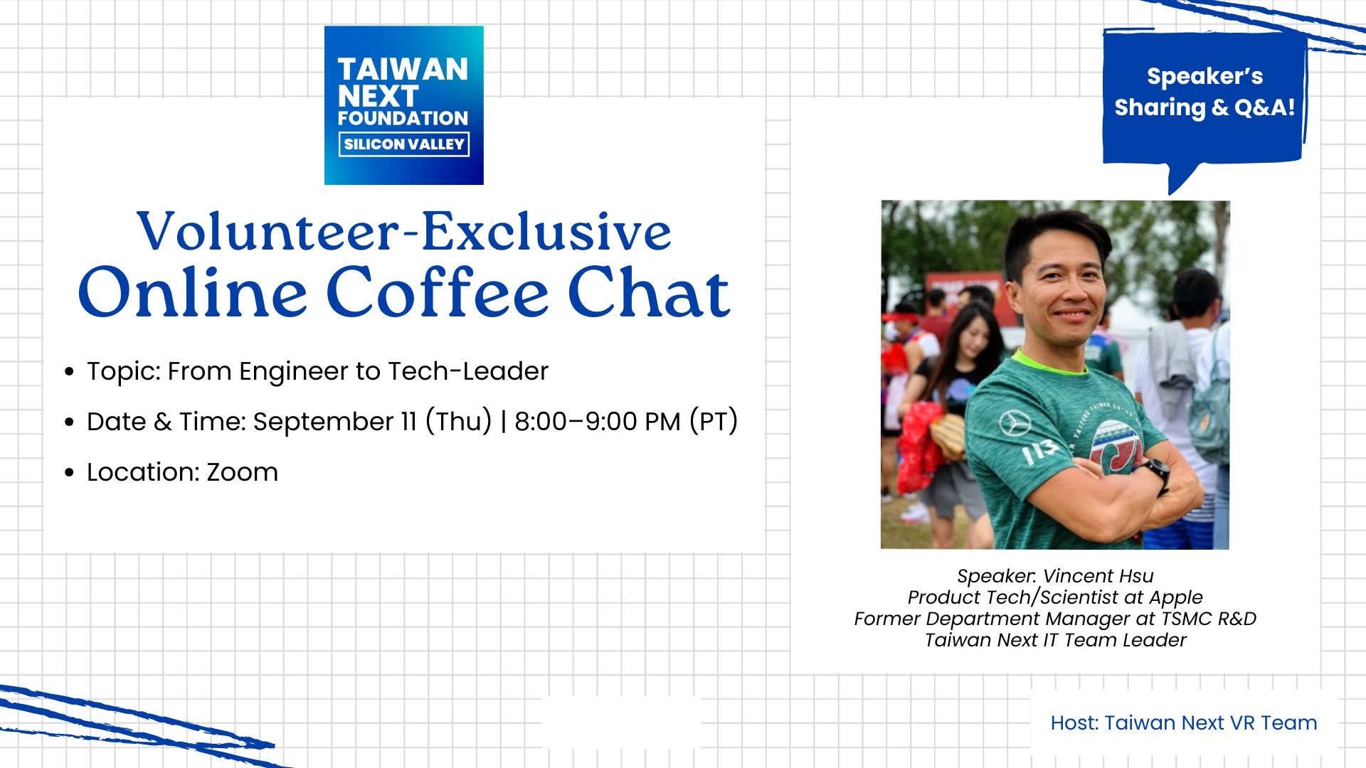 Taiwan Next Volunteer-Exclusive- Online Coffee Chat # 3 Vincent Hsu