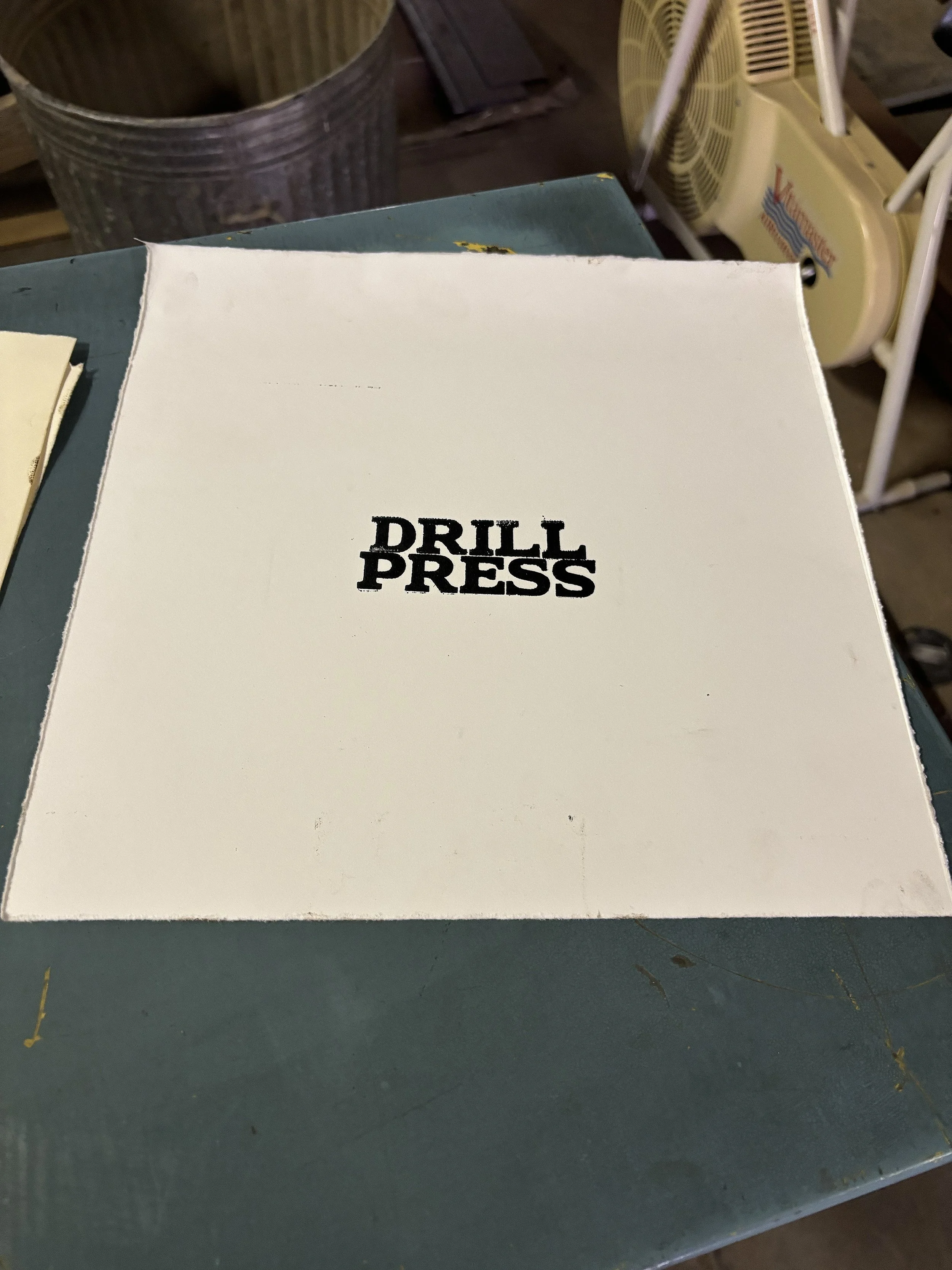 Early test print on the Vandercook.