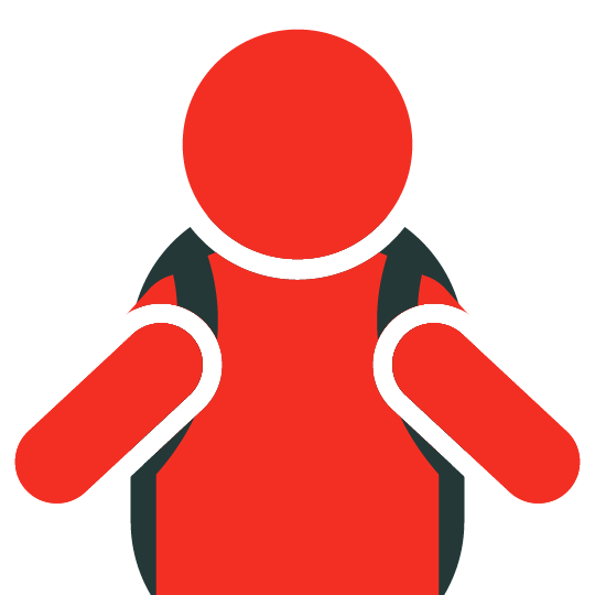 Icon of a person wearing a backpack