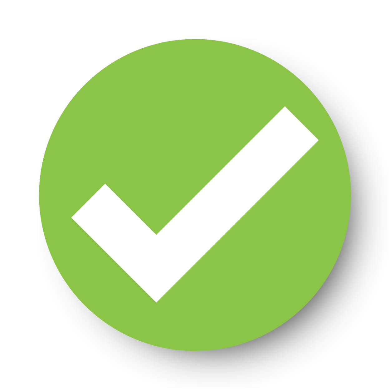 Green circle with white checkmark in the center.