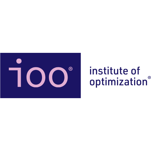 Logo des Institute of Optimization mit der Zahl 100 und dem Text 'institute of optimization'