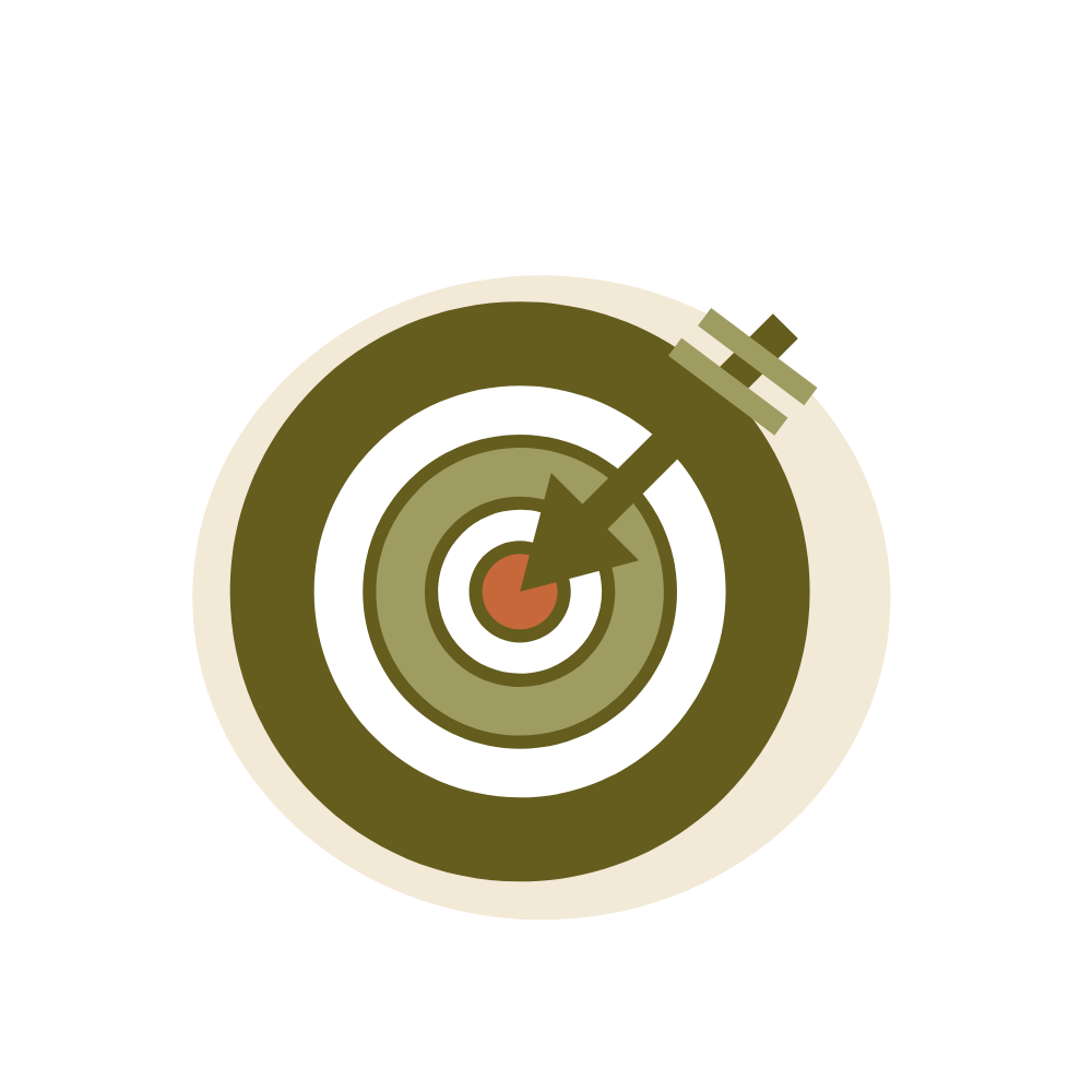 Target with concentric circles and an arrow hitting the bullseye
