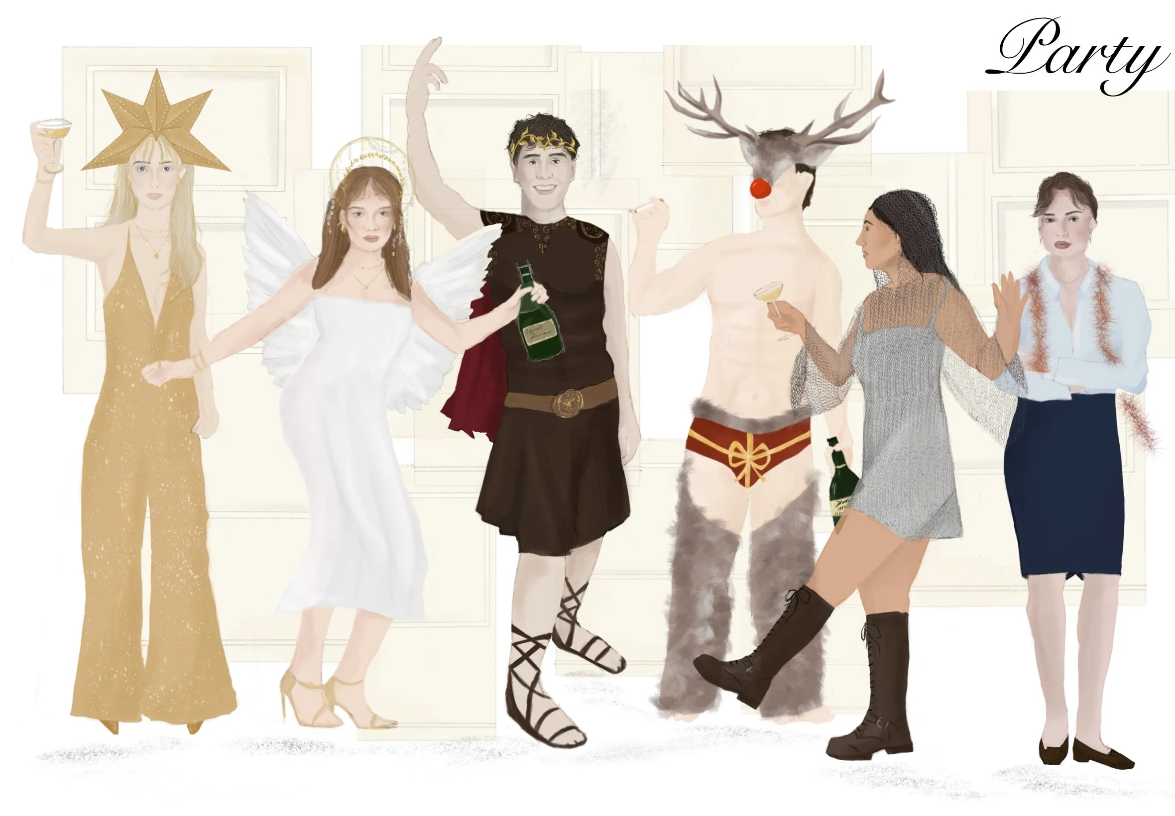 Opening Scene costume drawings for Tartuffe