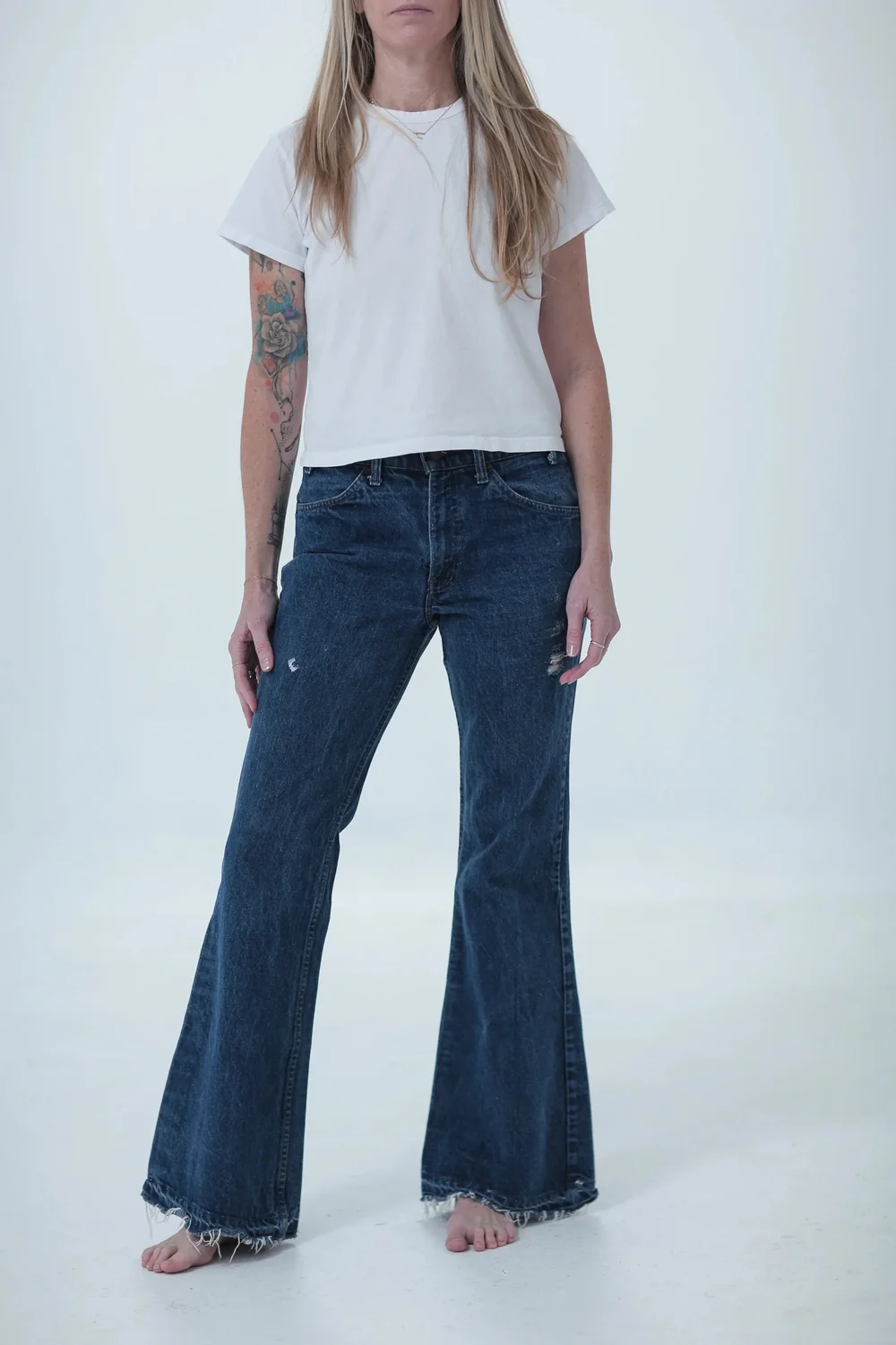 Levi's 684 dark wash, fitted with a little room, front view