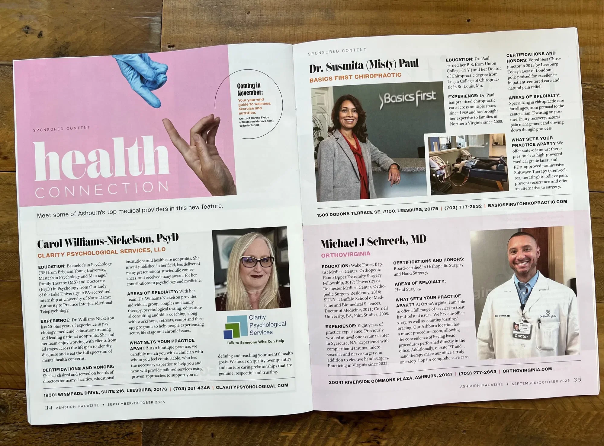 Dr. Williams-Nickelson Featured as One of Ashburn's Top Medical Providers (Ashburn Magazine, Sept/Oct 2025)