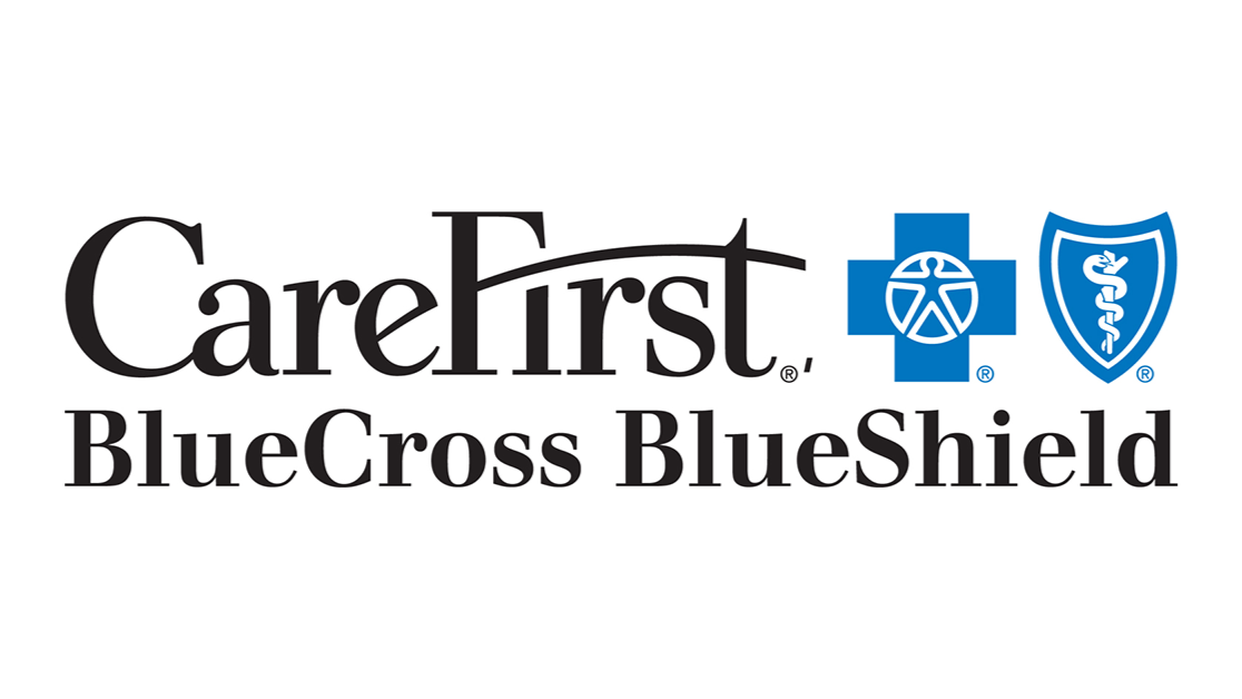 CareFirst, BlueCross BlueShield logo with blue cross and shield symbols.