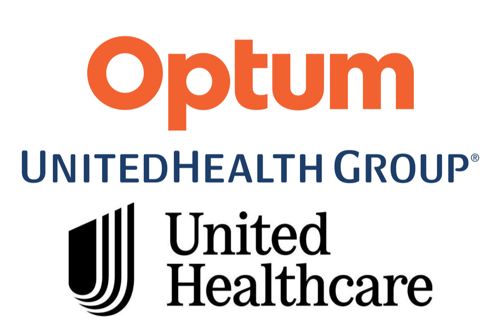 Logos of Optum UnitedHealth Group and United Healthcare on a white background