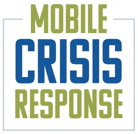 Text reading 'Mobile Crisis Response' in green and blue block letters.