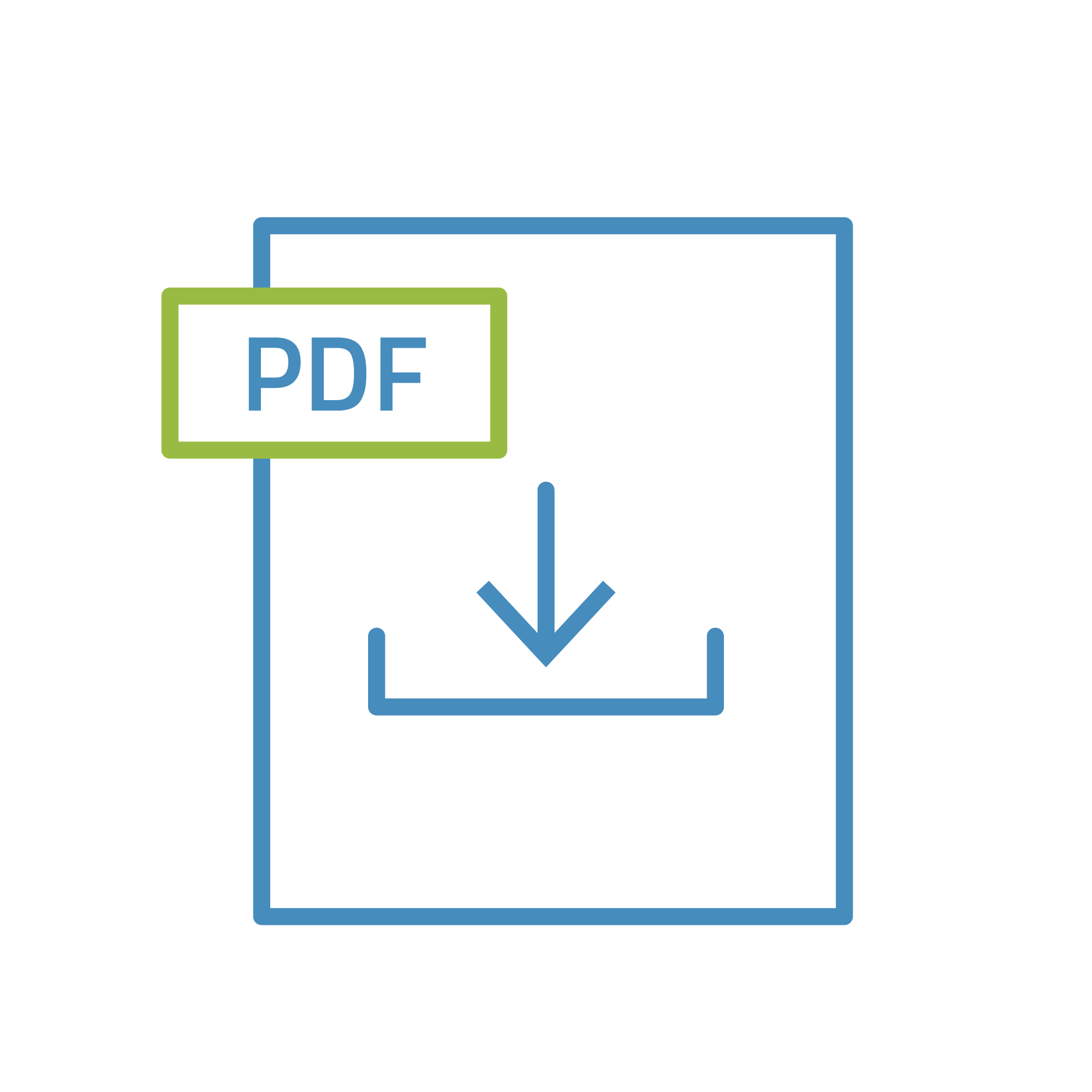 Download PDF icon with downward arrow inside a square, label reading 'PDF'