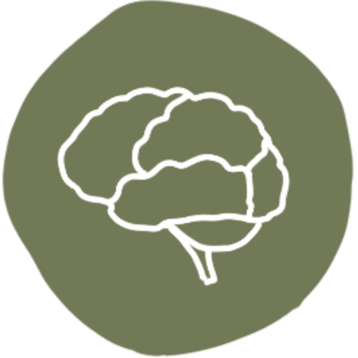 Illustration of a brain on a green circular background.