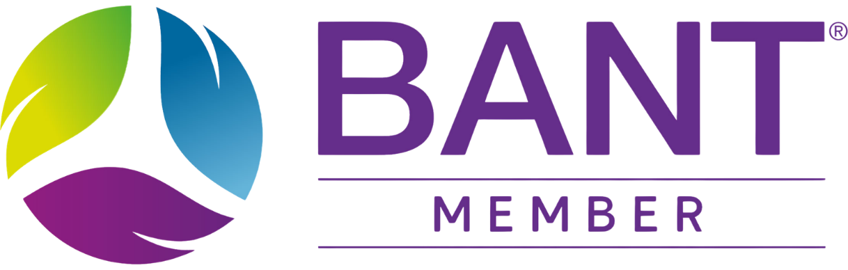 BANT member logo with a colorful, abstract circular design next to the text 'BANT MEMBER' in purple.