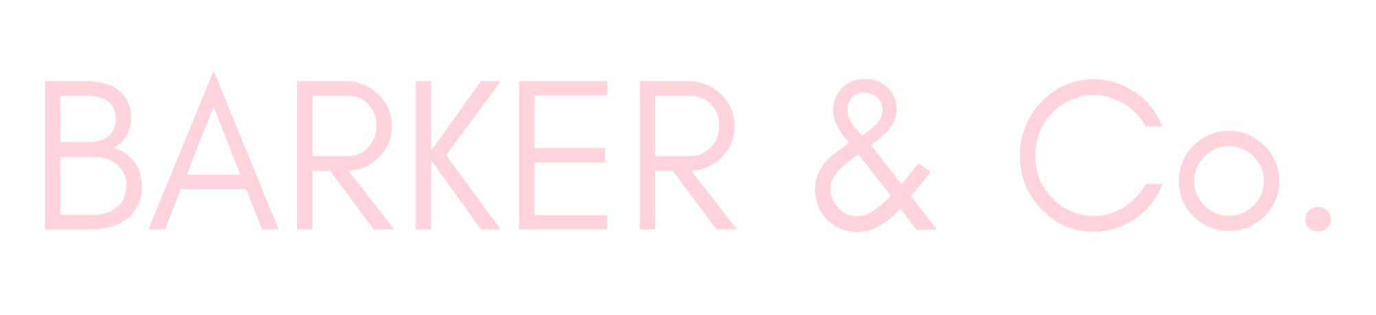 Pink text on black background reads "BARKER & Co."