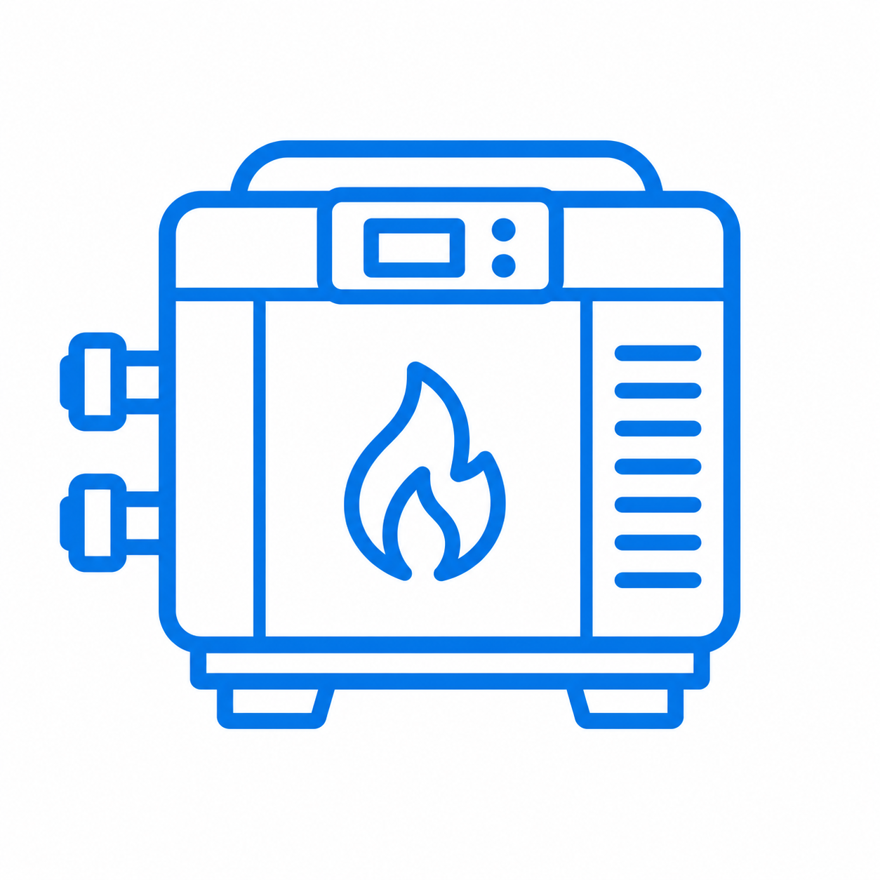 Line drawing of a pool heater.
