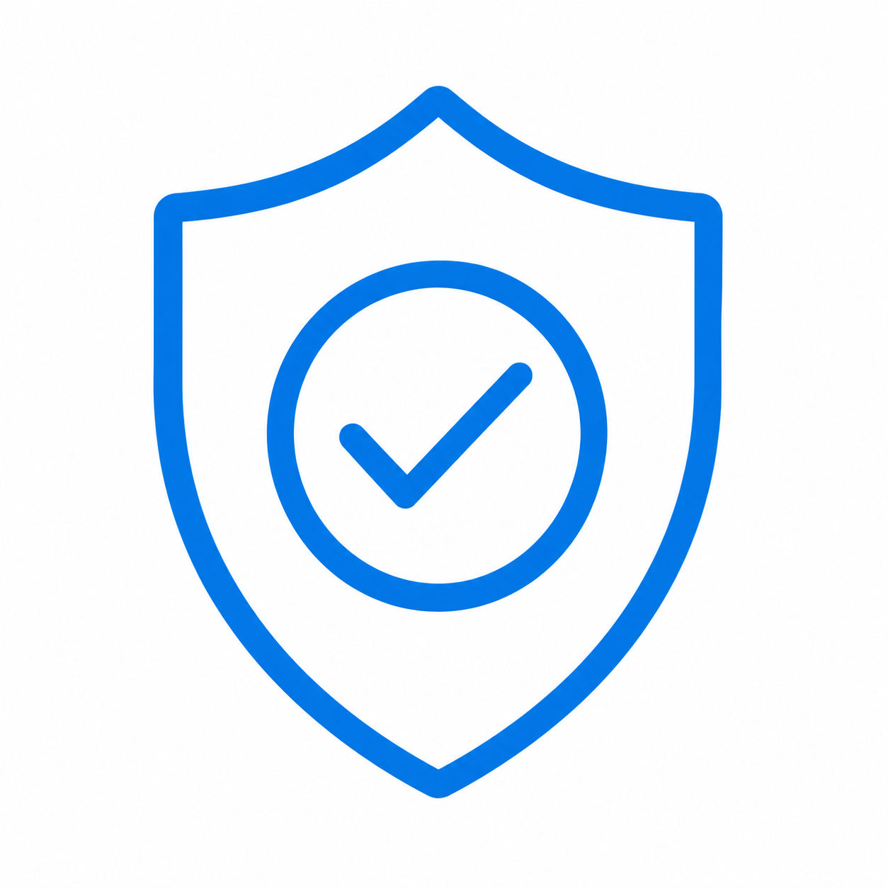 Blue shield icon with a check mark in the center representing security or protection.